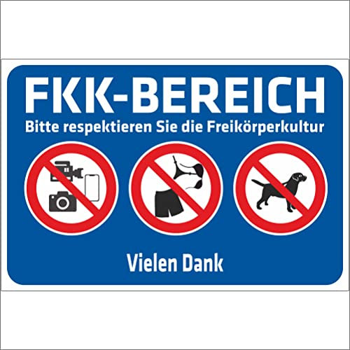 INDIGOS UG - Aufkleber - Sicherheit - FKK - Bereich - Bitte respektieren Sie die Freikörperkultur - 600x400 mm - Hotel, Firma, Schutz, Kita, Arzt, Praxis, Wohnung