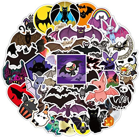 POPNWOW Cartoon Fledermaus Aufkleber 50 Stück, Wasserdicht Vinyl Cute Bat Stickers für Reisekoffer Gepäck Laptop Wasserflasche iPad Smartphone Fahrrad Skateboard Helmet Gitarre