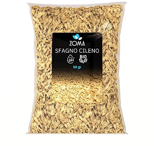 Sfagno cileno di Qualità Superiore Senza Residui - Fibra di Sfagno per piante Idrata e Protegge ideale per Orchidee Bonsai e Carnivore, Sfagno per orchidee professionale - 50gr
