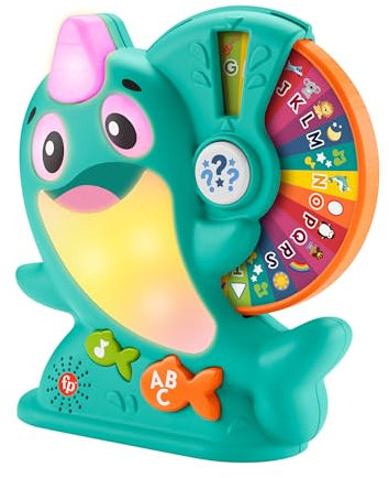 Fisher-Price Jouet Linkimals Solal Le Narval - Jeu Interactif pour Bébé 18 Mois et Plus - Jouet Educatif Musical et Lumineux pour Apprendre Les Chiffres et Les Lettres - Version Française, HRC56