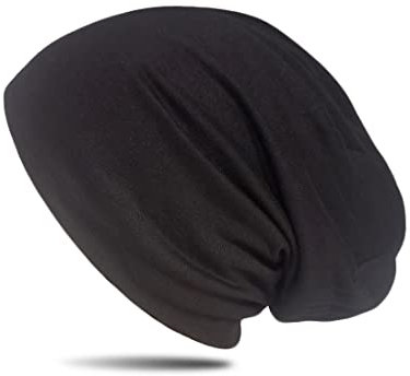 WANSSY® Damen Herren Unisex Uni Farbe Beanie Fashion schlicht ohne Muster Einheitshröße elastisch für M-XXL Kopfbedeckung Schutz vor der Sonne (Schwarz)