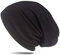 WANSSY® Damen Herren Unisex Uni Farbe Beanie Fashion schlicht ohne Muster Einheitshröße elastisch für M-XXL Kopfbedeckung Schutz vor der Sonne (Schwarz)