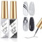 Rechoo 2pcs Nail Art Gel Liner-10ml Black & Silver Reflective Glitter Gel Polish For French Nail Art, Sparkly Shinny Soak Off Nail Gel for Nail Design, Beginners and Professionals