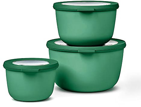 Mepal - Multischale Cirqula Round Set 3-teilig - Vorratsdosen mit Deckel - Geignet als Aufbewahrungsbox, Kuhlschrank, Gefrierschrank & Mikrowellengeschirr - 500 ml, 1000 ml & 2000 ml - Vivid Green
