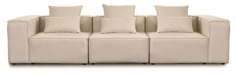 Home Deluxe - Sofa Verona - Beige, Größe: M - ca. 327 x 70 x 120 cm, Sitzhöhe: 46 cm, Sitztiefe: 80 cm, inkl. Kissen I Modulares Sofa Modulsofa Ecksofa Wohnlandschaft
