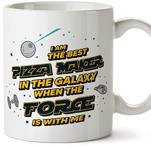 MUGFFINS Pizza Maker Mug - in English - Best in The Galaxy The Force is with Me - Funny Gift for Colleagues - Ceramic 11oz Mug
