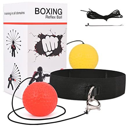 JUNUNDJING Boxing Reflexball, Reflex Ball Reflexball, Boxen Training Ball, Verschiedene Boxbälle mit Kopfband, 2 Bälle