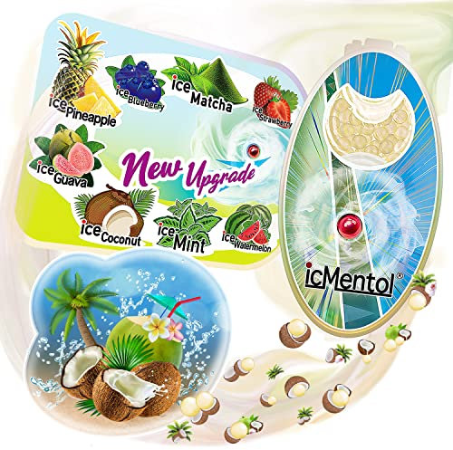 icMentol-Neues verbessertes Rezept, 100 Kapseln Menthol kugeln, Aroma Kapsel, Aromakugeln, DIY Click Kugeln (ice coconut)