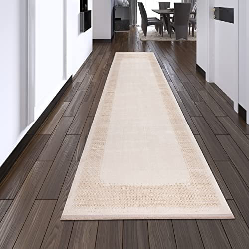 Teppich-Traum Teppich Flur Abstraktes Muster Strapazierbar Elegant Glänzend Hochwertig - Gold-weiß, 80 x 300 cm