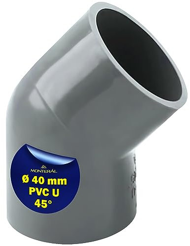 Rohrverbinder PVC U mit 45 Grad Winkel Ø 40 mm - Klebemuffe von Zwei Rohre - Garantie 10 Jahre - MONTERAL