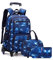 FEEIMOL Schulrucksack Jungen Teenager Trolley Schulranzen Jungen Schultasche Koffer Rucksack mit Rollen, 3-teiliges Schultaschen-Sets mit Lunch Tasche und Federmäppchen (Blaue Galaxie)