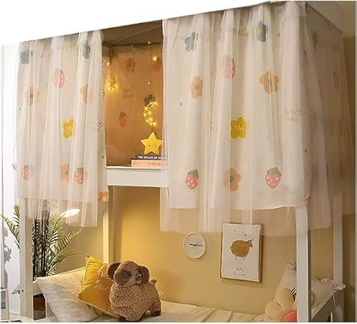 XGOPTS Mädchen Hochbett Bettvorhang Kinder Betthimmel Kura Bett Bettvorhang Verdunklung Studentenwohnheim Schlafzelt Staubdicht Etagenbett PrivatsphäreSchutz Bett Gardine Kinderzimmer 1.35x2m 1/2 Pcs