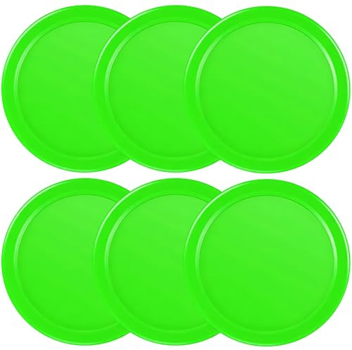 3 1/4 Inches Air Hockey Pucks 6 Pack Full Size Heavy Replacement Pucks for Game Tables Equipment Accessories (Green)