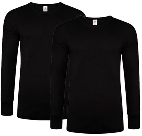 DOLCE ENVY Men's Thermal 2 Pack Long Sleeve Tops Warm Base Layer for Winter Suitable for Daily Use High Performance Full Sleeves Tops (Large, Black)