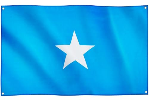 Runesol Bandera de Somalia, 91x152cm, 3ft x 5ft, 4 Ojales, Ojal en Cada Esquina, Bandera Somalí, Somalí, Estrella de Unidad, Banderas Premium, Interior, Exterior, Colores Vivos, Isra y Mi'raj