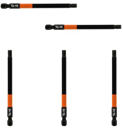 Leliafleury 5Pcs Magnetic Allen Key Drill Bit H5 Impact Hex Head Screwdriver Bit 1/4 Inch Hex Shank, 100mm Length