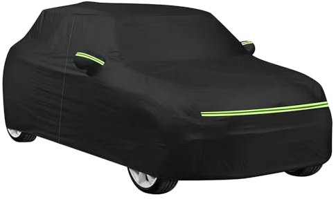 KMDZDZGS Car Cover, Waterproof Sun Protection Anti-Scratch, Dust Weatherproof UV Protection, Car Tarpaulin with Zip and Cotton Lining, for SUV (Black + Green, YXL)