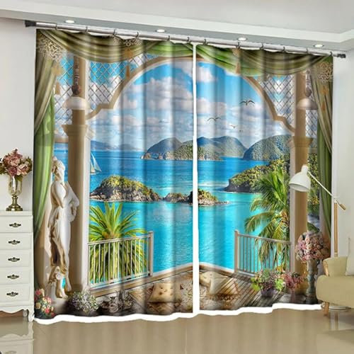 IKDZCM 3D-Druck Scenic Blackout Vorhänge für Schlafzimmer Wohnzimmer Vorhang Fenster Vorhänge Panels Landschaft Vorhänge Vorhänge Outdoor WxH/2x135x250cm blickdichte vorhänge