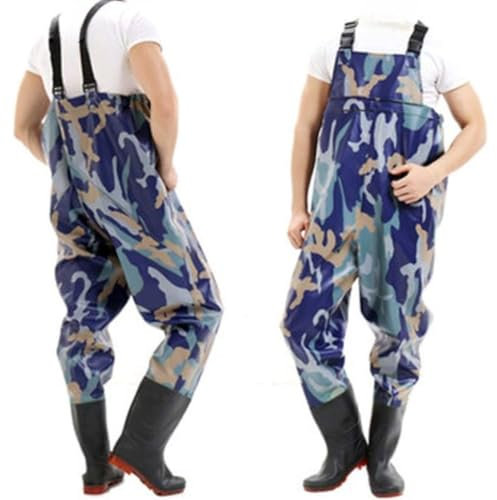 ARMERIAONLINE SINCE 1999 Scafandro Doppio PVC per Pescare Impermeabile Stivali da Pesca Trampolieri Lavoro da palombaro trampolieripesca Colore : Mimetico Taglia : 44