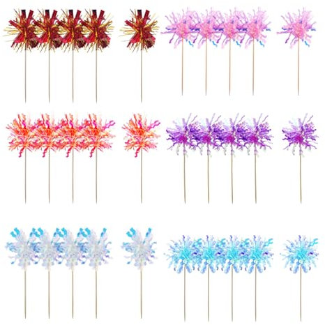 30 Pièces Bâtons À Cocktail, Décorations De Fête, Bâtons De Feu D'Artifice, Bâtons De Décoration De Gâteaux, Bâtons À Cocktail
