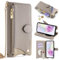 Wuhaizher for iPhone 13 Case Zipper Purse Shockproof Leather Flip Folio Wallet Phone Case for Girls with Mirror Stand Card Holder Slots Silicone Zip Cover for iPhone 13, Grey