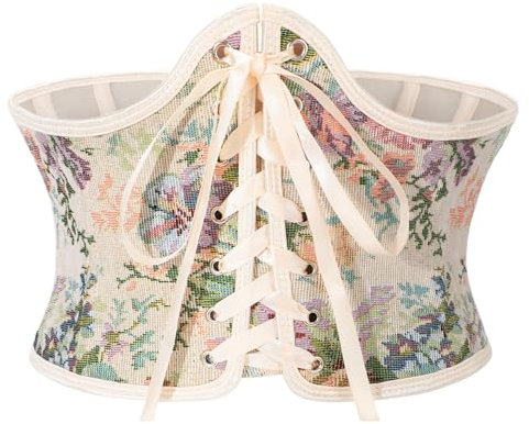 VONMELLI Renaissance Korsettgürtel für Damen Breiter Wlastischer Taillengürtel mit Schnürung Gelb Passend für Taille 74-80cm