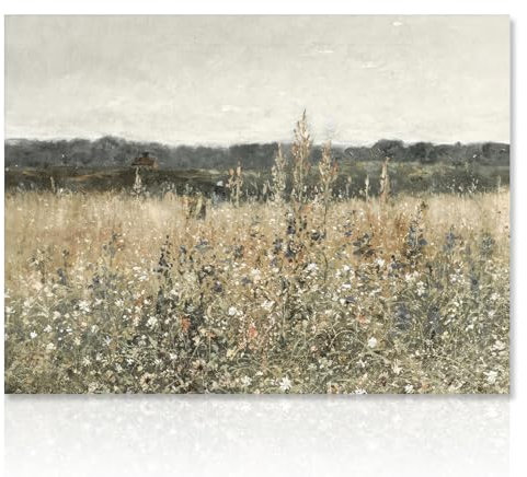 Dazzlewall Vintage Wildblumen Feld Leinwand Bild Blume Landschaft Malerei Französisch Land Botanische Drucke für Bauernhaus Schlafzimmer 30×40 cm Unframed