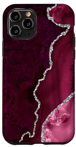 iPhone 11 Pro Burgundy Blackcurrant Gray Strata Pattern Case