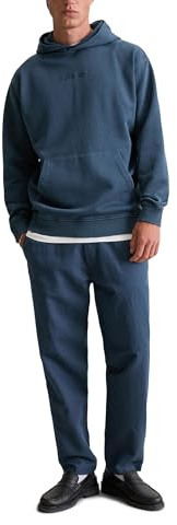 Marc O'Polo Denim Herren Hoodie aus Bio-Baumwolle Relaxed Fit, Blau (Azurite), L