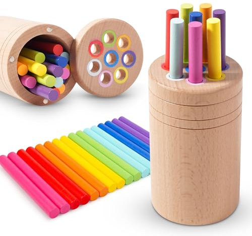 YAANI Baguettes de tri Montessori - Jouet Montessori à partir de 1 an - Jouet pour bébé de 6 mois - Jouet Montessori pour bébé à partir de 2 ans - Jouet Montessori à partir de 3 ans