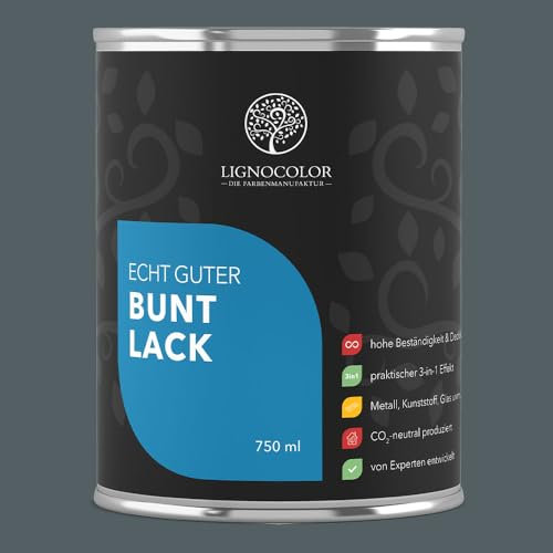 Lignocolor Buntlack matt (750 ml, Brooklyn) | hochbeständiger Lack für Holz, Metall, Kunststoff & Kinderspielzeug