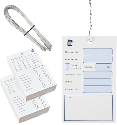 KNGNGK 120 Set Ölwechsel Anhänger mit Draht Öl Schilder Ölwechselzettel Öl Service Zettel Ölwechsel Service Anhänger 6x10cm Öl Inspektionsanhänger Inspektion Etikett Ölwechsel Aufkleber