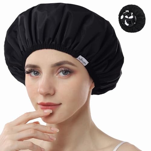 Years Calm Duschhauben für Damen, wiederverwendbar, wasserdicht, Muster und einfarbig, zweilagiges Design für zweilagiges Nutzen, schützt das Haar in der Dusche, Spa, Kochen, Reinigen und Reisen