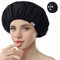 Years Calm Shower Caps For Women Reusable Waterproof，Pattern And Solid Color Dual-Layer Design For Dual-Layer Usable，Protects Hair In Shower, Spa, Cooking, Clean & Travel (Black, One Size)