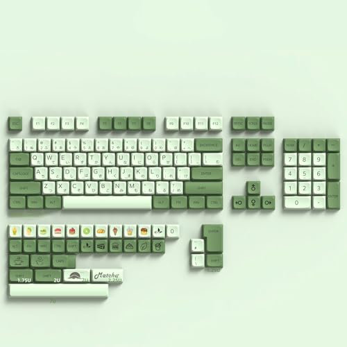 Matcha Keycaps PBT 139 Key Green Gaming keycaps Set XDA Profile Cute Keycaps Custom keycaps Dye-Sub ANSI Layout for Mechanical Keyboards,Japanese