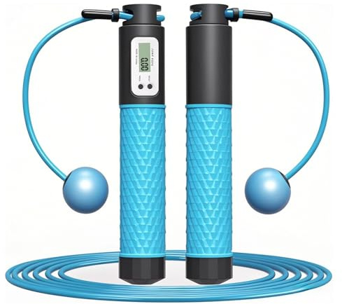 Senshuomy Skipping Rope with Counter,Digital Speed Jump Rope,LCD Display, 3 Display Modes,For Kids Adults Fitness, Adjustable Rope, Weighted & Non-slip Handle for Fitness