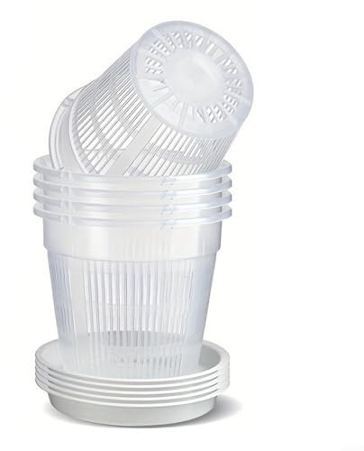 FACAIIO 6PCS Clear Orchid Pot, Orchid Pots Clear, Plastic Transparent Orchid Containers With Holes For Indoor & Outdoor Orchid Repotting(16CM)