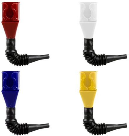 Lotsdonxia Lot de 4 entonnoirs flexibles à clipser | Entonnoir à huile pliable avec fermoir, design anti-déversement pour voiture, moto, essence, essence – mains libres et durables