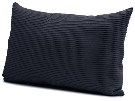 Gözze - Kissen Capri, Dekokissen in Feincord-Optik, Weiches Sofakissen mit Füllung, 100% Polyester, 30 x 50 cm - Schwarz