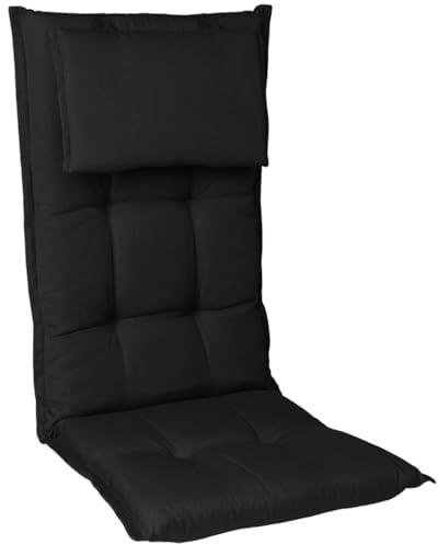 Homeoutfit24 Gartenstuhlauflagen Hochlehner, 2er Set, Schwarz