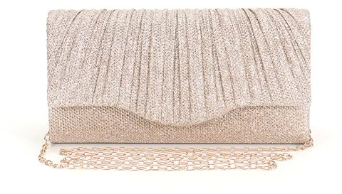 Culinavog Glitzernde Clutch Handtasche, Clutch Damen Envelope, Elegant Kettentasche Mit Abnehmbarer Schulterkette, Handtasche Abendtasche für Hochzeit, Bankett, Prom, Party, Feiertage