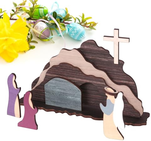 Deko der Auferstehung, - Effortless Installation Convenient Deko Holz mit Szene, Ostern 7 Stück, Das Ostergrab leer und | Multipurpose Outdoor Indoor Utility Outdoor Multifunct