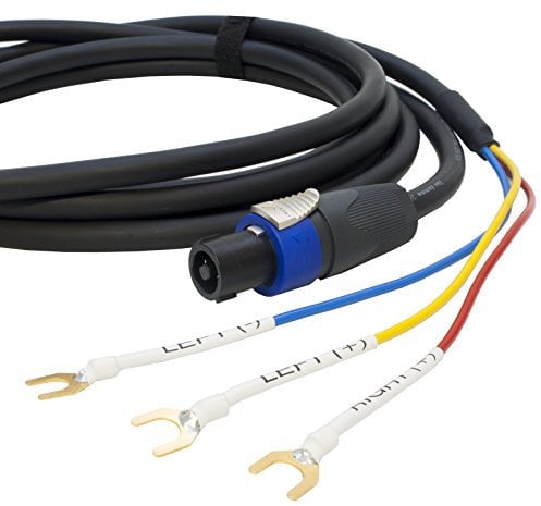 REL/MJ Acoustics 3 Wire Sub Speaker Cable. Neutrik Speakon to Spade end. Subwoofer (50cm)