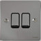 Schneider Electric Ultimate Flat Plate - Double 2 Way Light Switch, 16AX, GU1222BPC, Polished Chrome with Black Insert