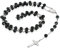 OIDEA Vintage Damen Herren Jesus Kreuz Halskette Lange Kette mit Anhänger Edelstahl Rosenkranz, Kugelkette Armreif schwarz Silber