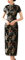 Laogudai Robe Traditionnelle Chinoise Qipao Femme Longue Robe Asiatique Col Montant Robe Rétro Cheongsam Motif Drgon et Phénix pour Soirée Cocktail 44 Noir