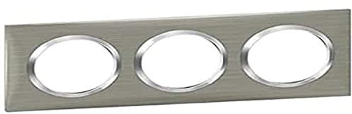 Legrand - Plaque carrée dooxie 3 postes finition effet inox brossé avec bague effet chrome