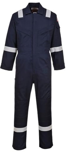 Portwest FR21 Men's Lightweight Fireproof Overalls Flame Resistant Anti-Static Welding Coverall Boiler Suit Navy Tall, Large