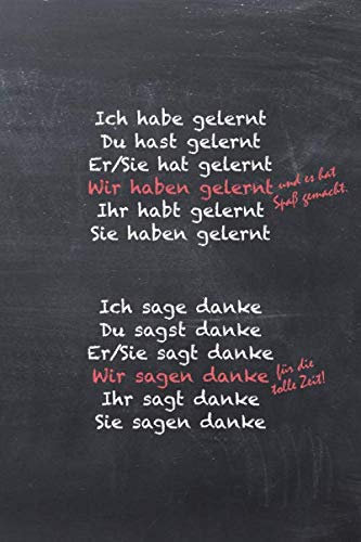 Wir haben gelernt.... Wir sagen danke...: Liniertes Notizbuch als Geschenk / Abschiedsgeschenk für den Lehrer oder die Lehrerin, 100 Seiten, ca. A5, Tafelhintergrund