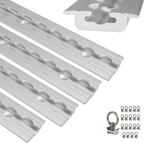 NTG 4 x 2 m Alu Airlineschiene, zum Einlassen, versenkbar als Bodenprofil mit Bohrungen 2m 1975mm -Sparset- mit 20x Alufitting